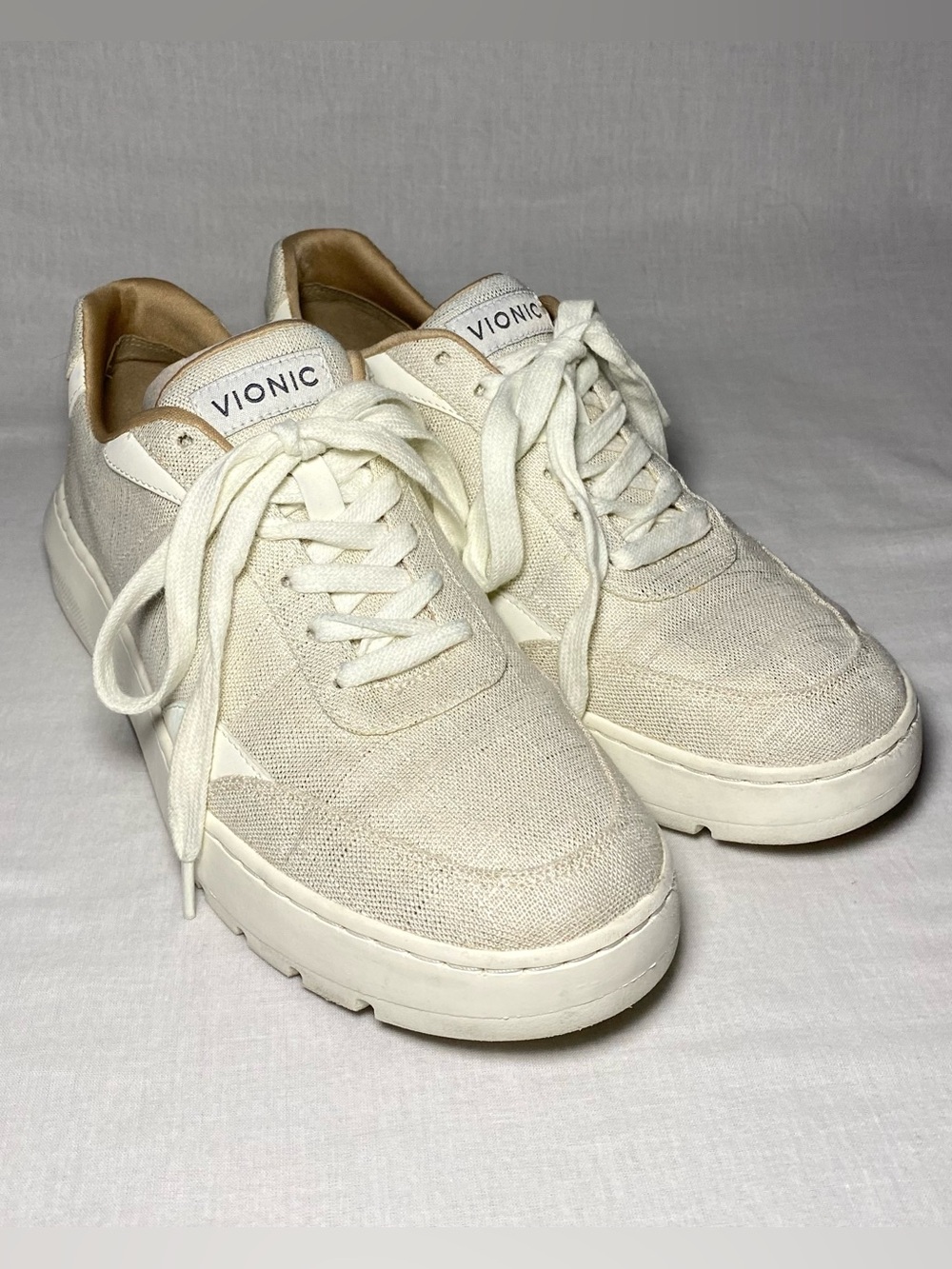 Vionic Elsa Platform Sneakers Cream Women's 8 EU39 Cream/Linen Comfort Walking